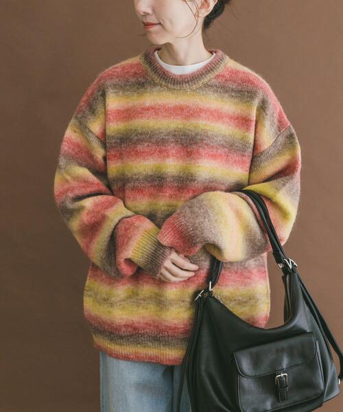 ITEMS URBANRESEARCH（アイテムズ アーバンリサーチ）の「グラデーションクルーネックルーズニット（ニット/セーター・メンズ・ブルー/レッド/イエロー・LARGE/MEDIUM）」の20枚目の写真