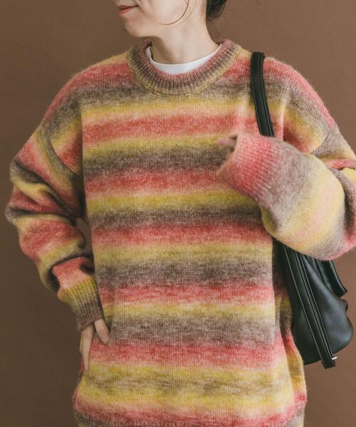 ITEMS URBANRESEARCH（アイテムズ アーバンリサーチ）の「グラデーションクルーネックルーズニット（ニット/セーター・メンズ・ブルー/レッド/イエロー・LARGE/MEDIUM）」の22枚目の写真