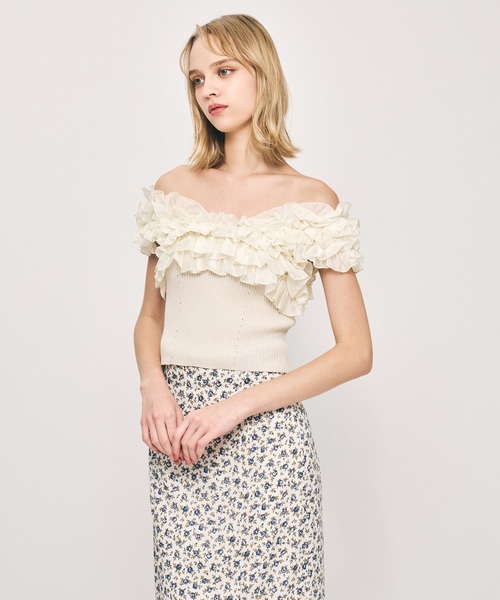 ME COUTURE(ミークチュール)の「フリル2wayオフショルニット(ニット/セーター・レディース・ピンク/アイボリー・FREE)」の15枚目の写真