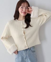 BLUEEAST（ブルーイースト）の「袖ファーケーブルカーディガン（カーディガン/ボレロ・レディース）」