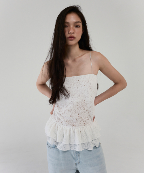 AOPT(アオプト)の「FLORAL LACE RUFFLE TOP - WHITE(Tシャツ/カットソー・レディース・その他・SMALL/MEDIUM)」の2枚目の写真