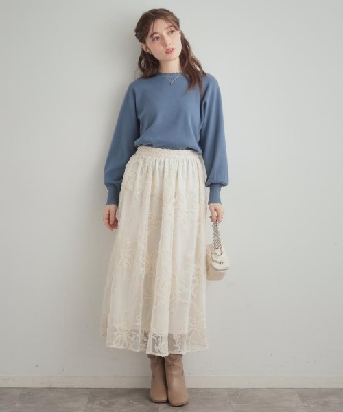 couture brooch（クチュールブローチ）の「【洗える/スカラデザイン】パフスリーブ ニット（ニット/セーター・レディース・ブルー系その他/ピンク系/ブラック/オフホワイト・42/38/36）」の14枚目の写真