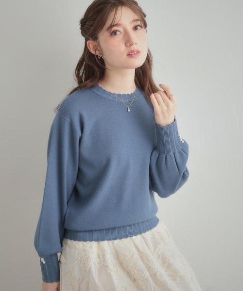 couture brooch（クチュールブローチ）の「【洗える/スカラデザイン】パフスリーブ ニット（ニット/セーター・レディース・ブルー系その他/ピンク系/ブラック/オフホワイト・42/38/36）」の16枚目の写真