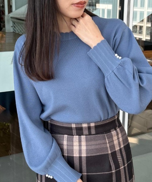 couture brooch（クチュールブローチ）の「【洗える/スカラデザイン】パフスリーブ ニット（ニット/セーター・レディース・ブルー系その他/ピンク系/ブラック/オフホワイト・42/38/36）」の20枚目の写真