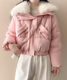 ダウンジャケット/コート（ピンク/桃色系・フェイクファー