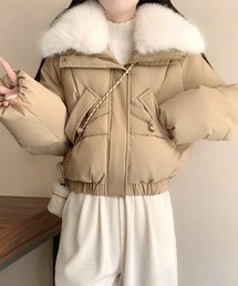 ダウンジャケット/コート（ベージュ系・フェイクファー）ファッション