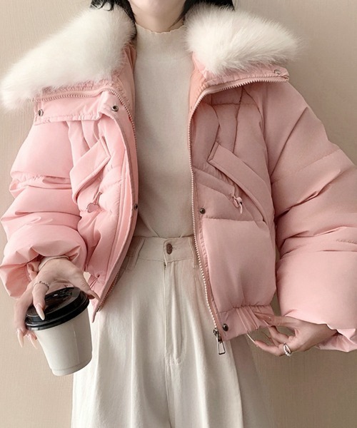 セール】フェイクファー付きショートジャケット（ダウンジャケット