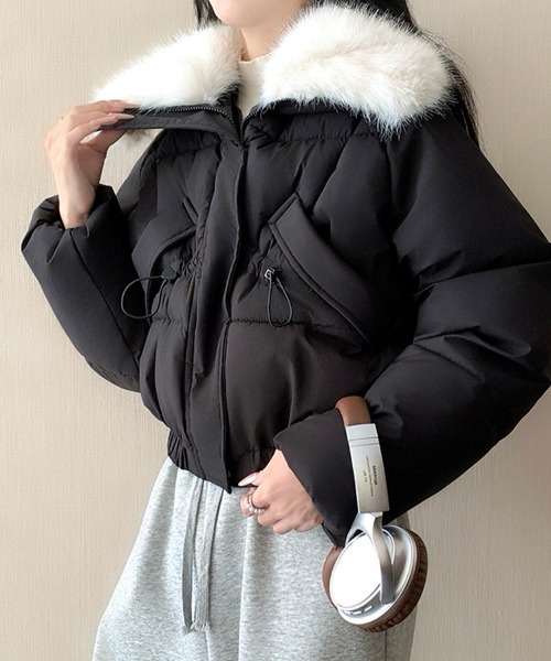セール】フェイクファー付きショートジャケット（ダウンジャケット