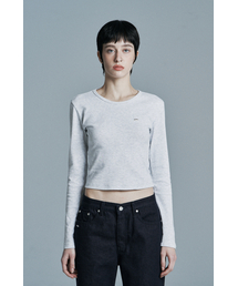 ROUND CROP LONG SLEEVE WHITE MELANGE