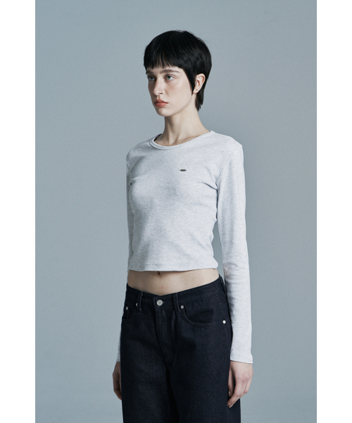 SYNERJYN(シナジン)の「ROUND CROP LONG SLEEVE WHITE MELANGE(Tシャツ/カットソー・レディース・その他・ONE SIZE)」の2枚目の写真