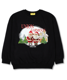 ツーサンタオーバーサイズマンツーマンクリスマスTシャツ[裏毛]ブラック