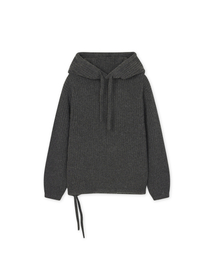 [男女共用] ロイブークルストリングフードパーカー グレー