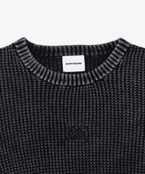 SHORT ROUND（ショートラウンド）の「SHORT ROUND/コンパクトフィットワッフルニットプルオーバー（ニット/セーター・メンズ・ブラック系その他/ネイビー・LARGE/MEDIUM）」の4枚目の写真