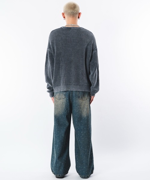 SHORT ROUND（ショートラウンド）の「SHORT ROUND/コンパクトフィットワッフルニットプルオーバー（ニット/セーター・メンズ・ブラック系その他/ネイビー・LARGE/MEDIUM）」の10枚目の写真