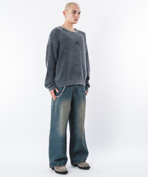 SHORT ROUND（ショートラウンド）の「SHORT ROUND/コンパクトフィットワッフルニットプルオーバー（ニット/セーター・メンズ・ブラック系その他/ネイビー・LARGE/MEDIUM）」の11枚目の写真