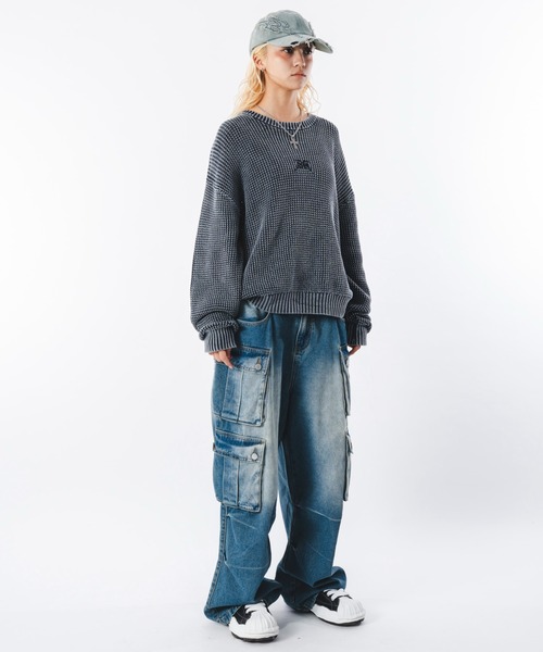 SHORT ROUND（ショートラウンド）の「SHORT ROUND/コンパクトフィットワッフルニットプルオーバー（ニット/セーター・メンズ・ブラック系その他/ネイビー・LARGE/MEDIUM）」の18枚目の写真