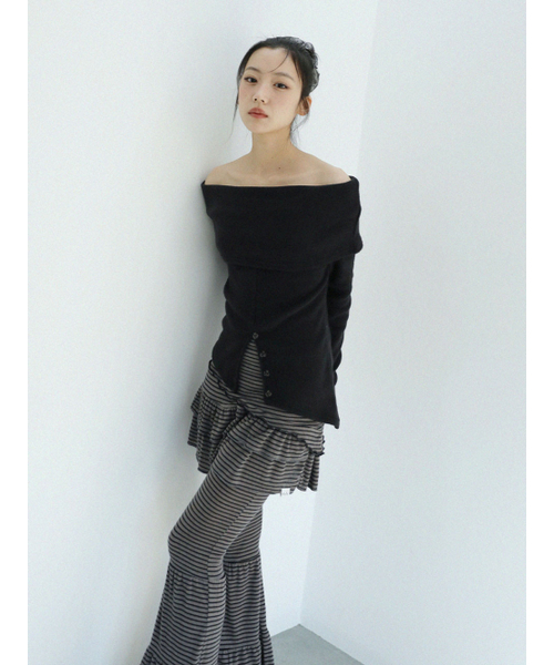 UGLY SHADOW（アグリーシャドウ）の「カンカンストライプスカートパンツ（チャコール）（その他パンツ・レディース・その他・FREE）」の3枚目の写真