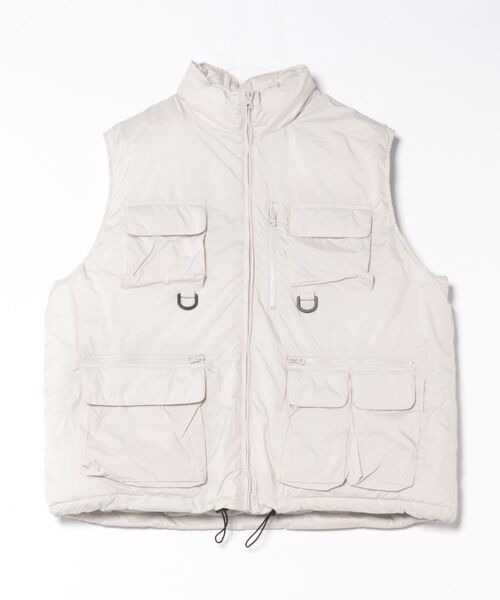 semantic design（セマンティックデザイン）の「【ユーティリティポケット ややゆったり】セマンティックデザイン スタンドカラ― 中綿ベスト（ベスト・メンズ・ライトグレー・LARGE）」の4枚目の写真