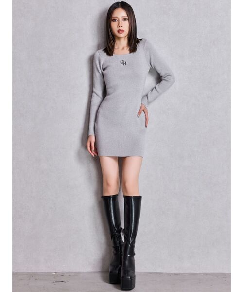 GYDA(ジェイダ)の「GGプレート long sleeveニットワンピース(ワンピース・レディース・ブラック/シルバー・FREE)」の5枚目の写真
