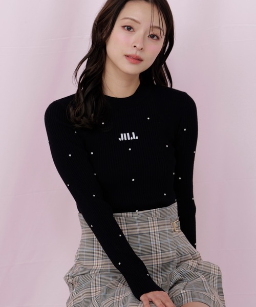 JILL by JILL STUART（ジルバイジルスチュアート）の「◇ビジューコンパクトロゴニット（ニット/セーター・レディース・ブラック/ピンク/ホワイト系その他・FREE）」の3枚目の写真