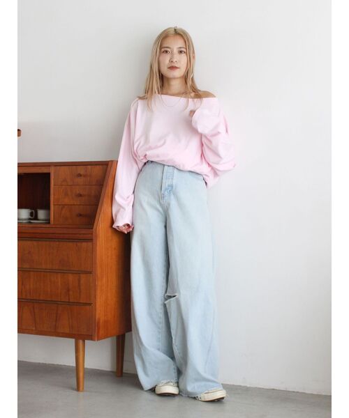 Ungrid(アングリッド)の「クラッシュデザインカーブデニム(デニムパンツ・レディース・ブラック/ライトブルー・24inch/25inch/26inch)」の13枚目の写真