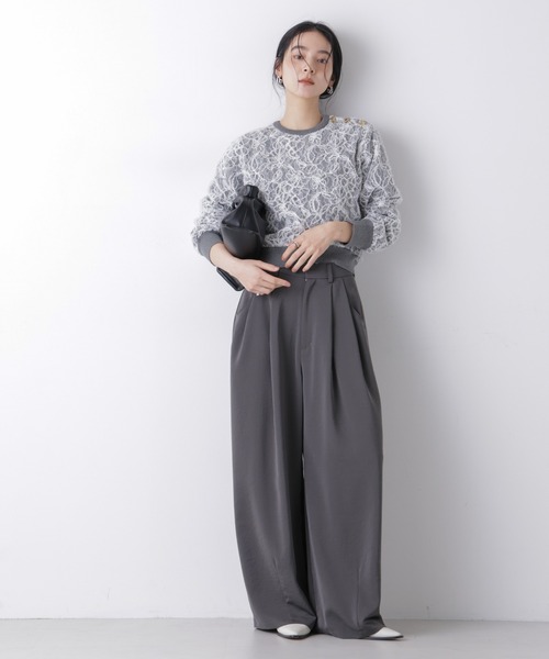 NANO universe（ナノユニバース）の「レースレイヤードニットプルオーバー（ニット/セーター・レディース・ホワイト/ブラック・FREE）」の13枚目の写真