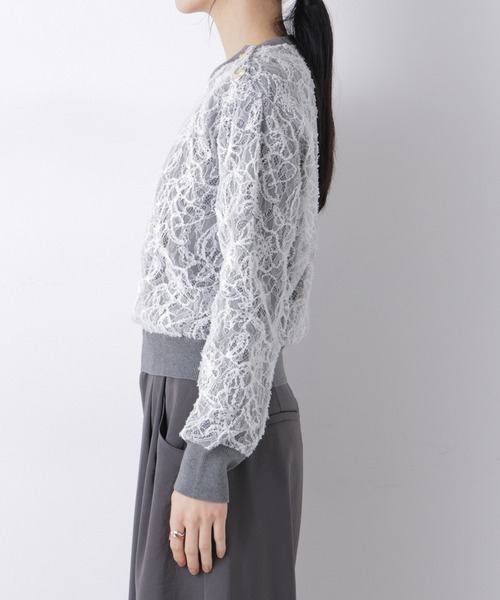 NANO universe（ナノユニバース）の「レースレイヤードニットプルオーバー（ニット/セーター・レディース・ホワイト/ブラック・FREE）」の17枚目の写真