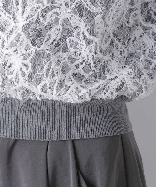 NANO universe（ナノユニバース）の「レースレイヤードニットプルオーバー（ニット/セーター・レディース・ホワイト/ブラック・FREE）」の20枚目の写真
