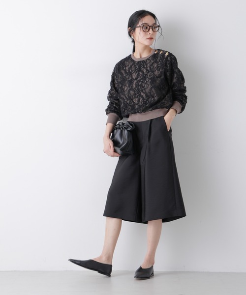 NANO universe（ナノユニバース）の「レースレイヤードニットプルオーバー（ニット/セーター・レディース・ホワイト/ブラック・FREE）」の9枚目の写真