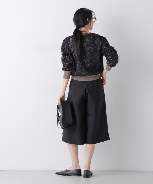 NANO universe（ナノユニバース）の「レースレイヤードニットプルオーバー（ニット/セーター・レディース・ホワイト/ブラック・FREE）」の6枚目の写真