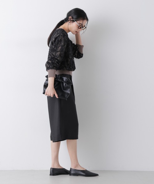 NANO universe（ナノユニバース）の「レースレイヤードニットプルオーバー（ニット/セーター・レディース・ホワイト/ブラック・FREE）」の7枚目の写真