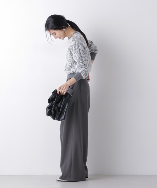 NANO universe（ナノユニバース）の「レースレイヤードニットプルオーバー（ニット/セーター・レディース・ホワイト/ブラック・FREE）」の15枚目の写真