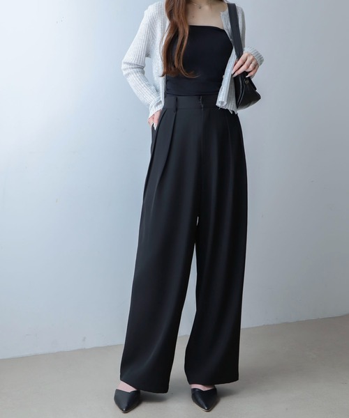 WEGO（ウィゴー）の「WEGO/【26年春夏新作】タックワイドスラックス（スラックス・レディース・グレー/ブラウン/ブラック・LARGE/MEDIUM）」の18枚目の写真