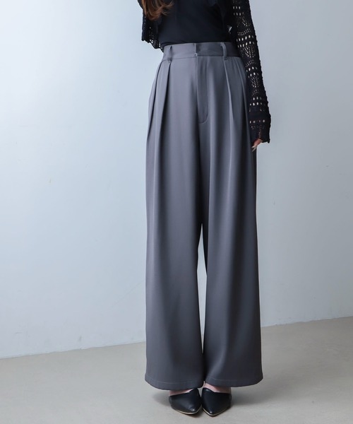 WEGO（ウィゴー）の「WEGO/【26年春夏新作】タックワイドスラックス（スラックス・レディース・グレー/ブラウン/ブラック・LARGE/MEDIUM）」の20枚目の写真