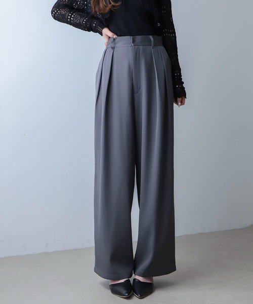 WEGO(ウィゴー)の「WEGO/タックワイドスラックス(スラックス・レディース・グレー/ブラウン/ブラック・LARGE/MEDIUM)」の6枚目の写真
