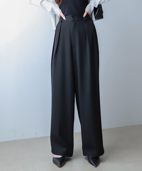 WEGO(ウィゴー)の「WEGO/タックワイドスラックス(スラックス・レディース・グレー/ブラウン/ブラック・LARGE/MEDIUM)」の5枚目の写真