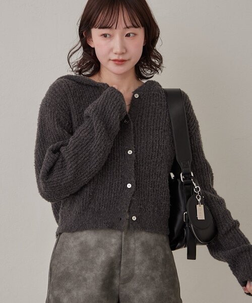 mline（エムライン）の「[mline]ポコニット フーディーカーデ（パーカー・レディース・ブルー/チャコールグレー/グレー/オフホワイト・FREE）」の17枚目の写真