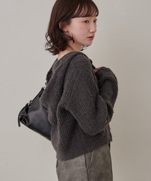 mline（エムライン）の「[mline]ポコニット フーディーカーデ（パーカー・レディース・ブルー/チャコールグレー/グレー/オフホワイト・FREE）」の19枚目の写真