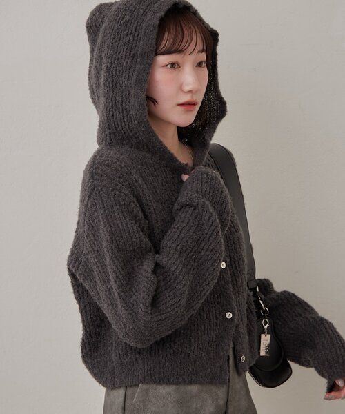 mline（エムライン）の「[mline]ポコニット フーディーカーデ（パーカー・レディース・ブルー/チャコールグレー/グレー/オフホワイト・FREE）」の20枚目の写真