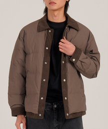 BUTTON SEOUL（ボタンソウル）の「[ダックダウン80/20] セミクロップコーデュロイカラー パディッドクラシックジャケット (ブラウン)（その他アウター）」
