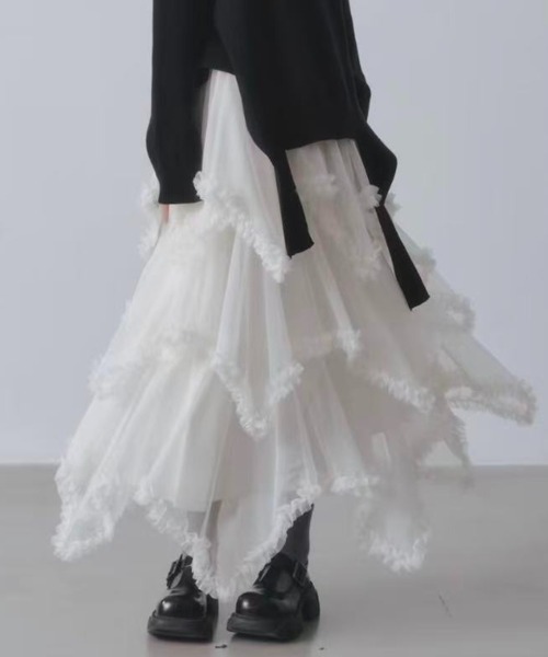 Achic(アシック)の「チュールレース ロングスカート(スカート・レディース・ブラック/ブラウン/ホワイト・M)」の22枚目の写真