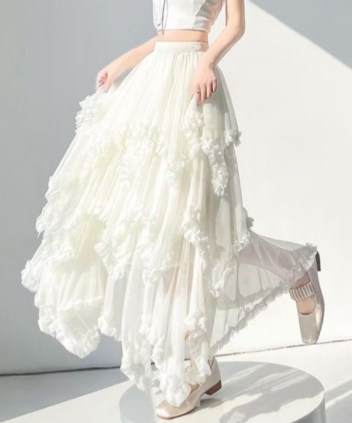 Achic(アシック)の「チュールレース ロングスカート(スカート・レディース・ブラック/ブラウン/ホワイト・M)」の9枚目の写真