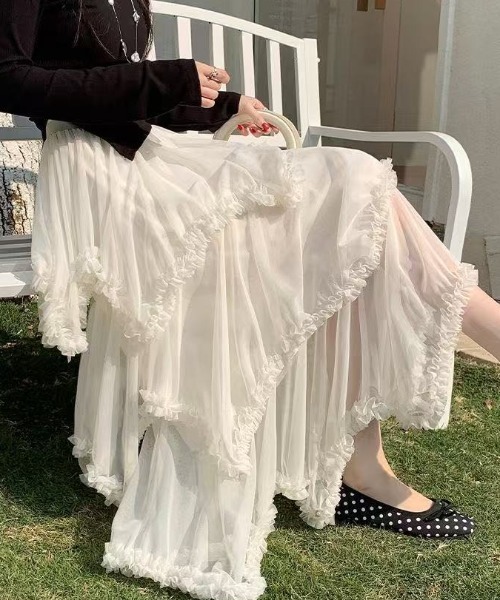 Achic(アシック)の「チュールレース ロングスカート(スカート・レディース・ブラック/ブラウン/ホワイト・M)」の17枚目の写真