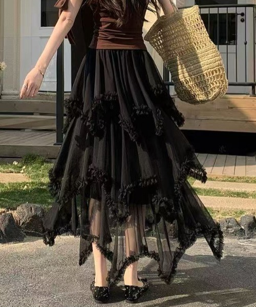 Achic(アシック)の「チュールレース ロングスカート(スカート・レディース・ブラック/ブラウン/ホワイト・M)」の15枚目の写真