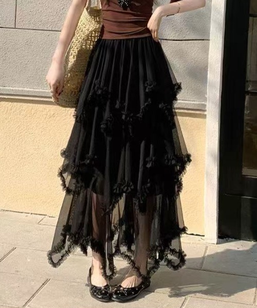 Achic(アシック)の「チュールレース ロングスカート(スカート・レディース・ブラック/ブラウン/ホワイト・M)」の14枚目の写真