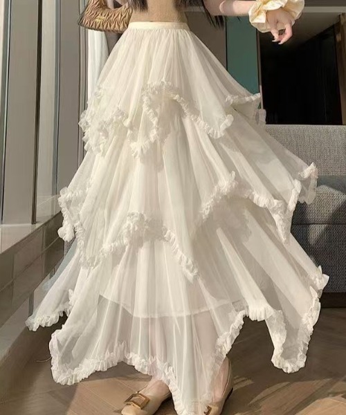 Achic(アシック)の「チュールレース ロングスカート(スカート・レディース・ブラック/ブラウン/ホワイト・M)」の12枚目の写真