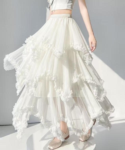 Achic(アシック)の「チュールレース ロングスカート(スカート・レディース・ブラック/ブラウン/ホワイト・M)」の11枚目の写真