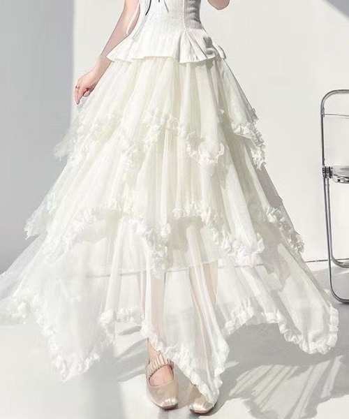 Achic(アシック)の「チュールレース ロングスカート(スカート・レディース・ブラック/ブラウン/ホワイト・M)」の10枚目の写真