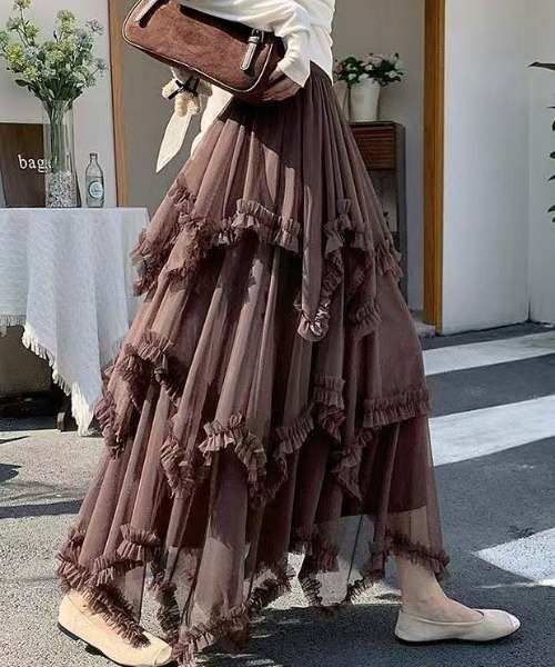 Achic(アシック)の「チュールレース ロングスカート(スカート・レディース・ブラック/ブラウン/ホワイト・M)」の21枚目の写真