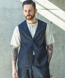 MR.OLIVE（ミスターオリーブ）の「RINSE WASH 6oz SUPER LIGHT DENIM / ONE BUTTON VEST /M261111（ベスト）」